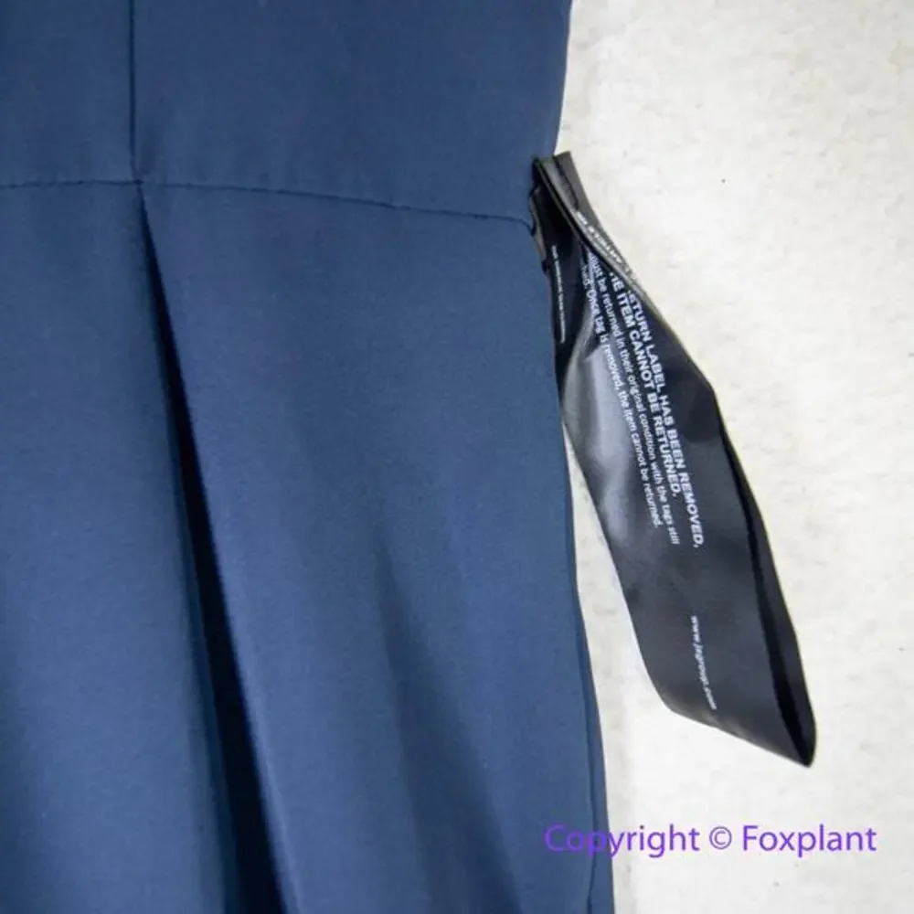New!‎ Kay Unger Talia Column Gown navy blue, women size 10 - Picture 12 of 16